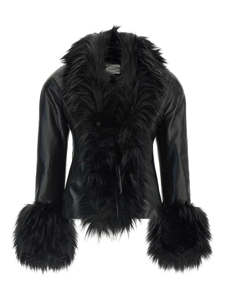 Black Polyester Leather Jacket