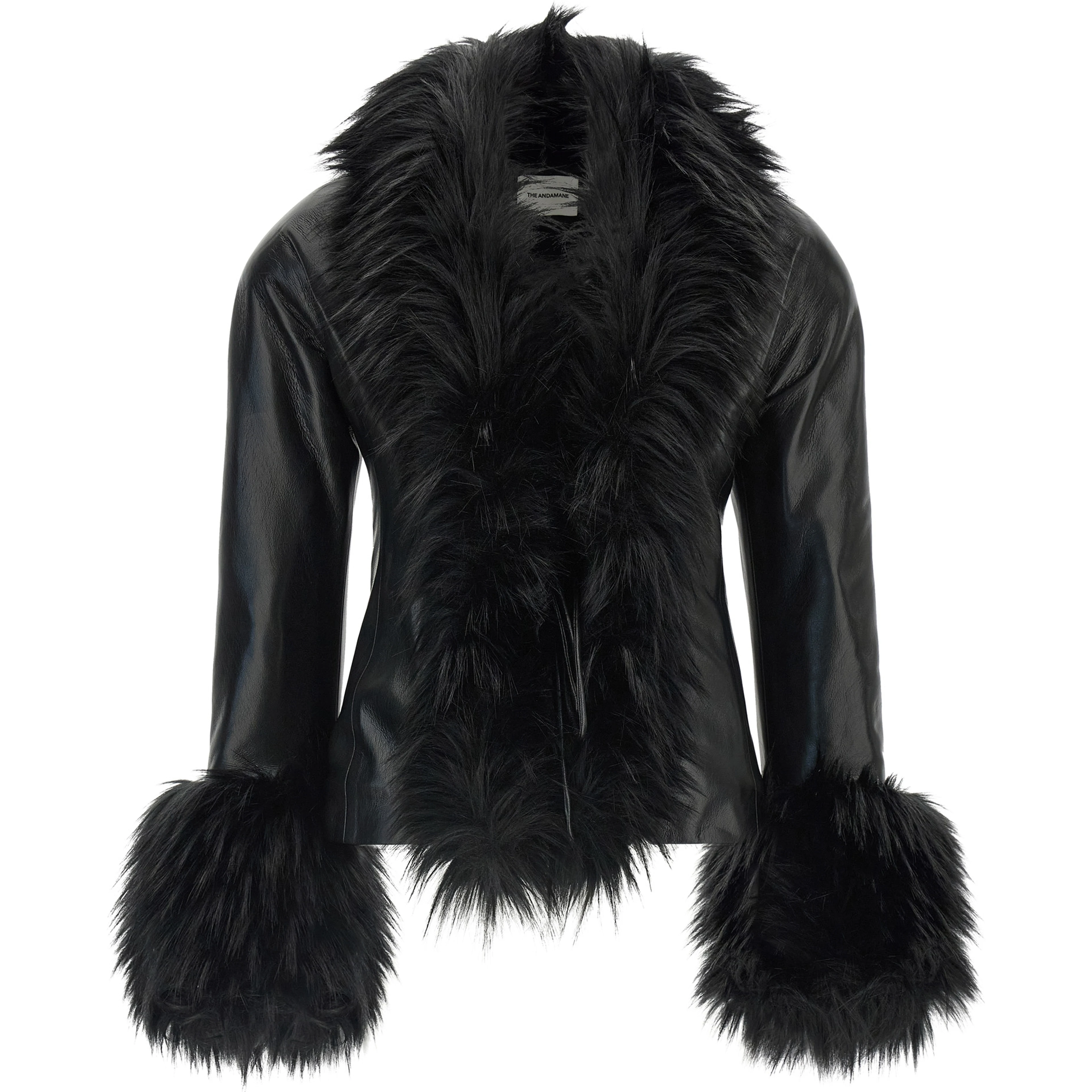 Black Polyester Leather Jacket