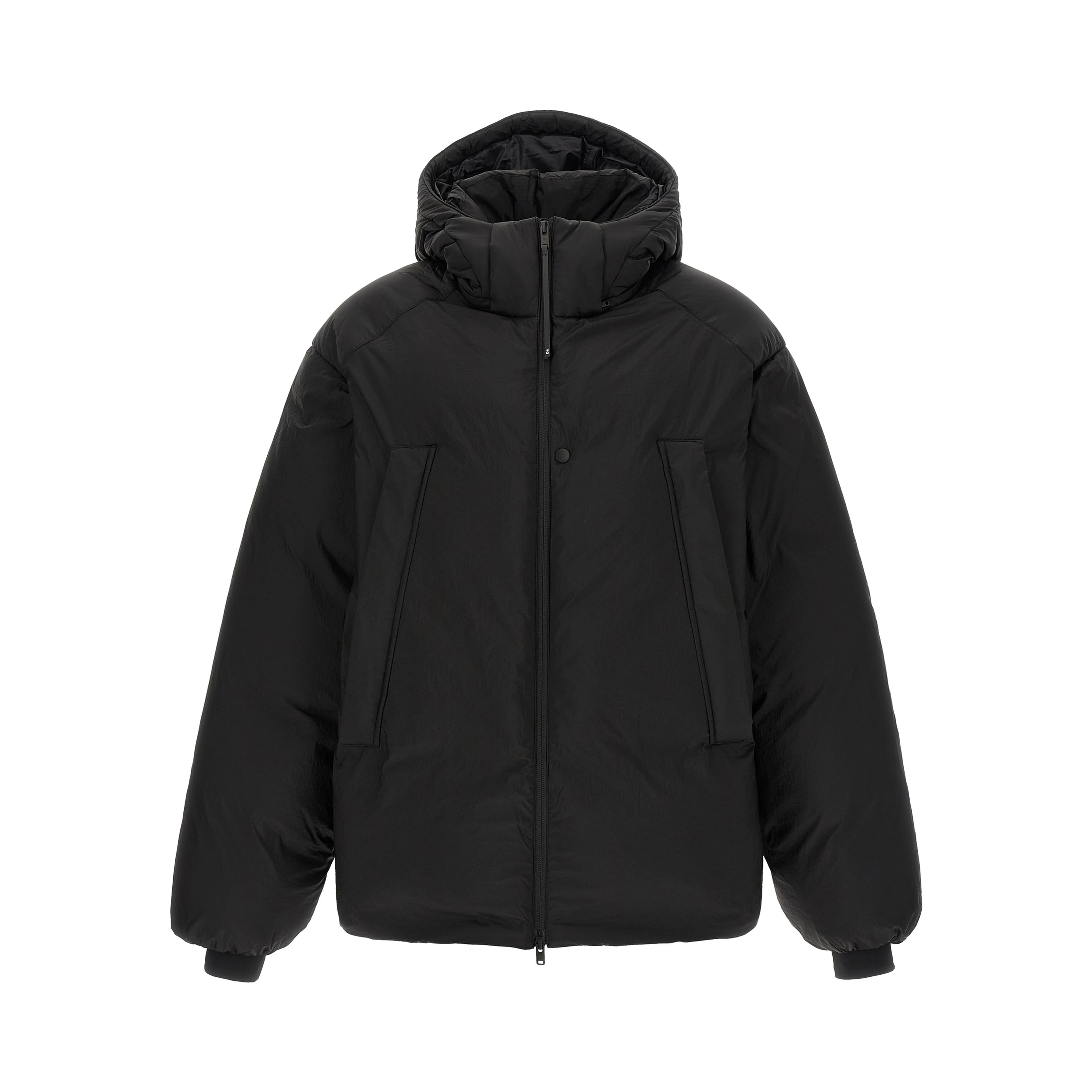 Black Recycled Polyamide Full-Length Jacket