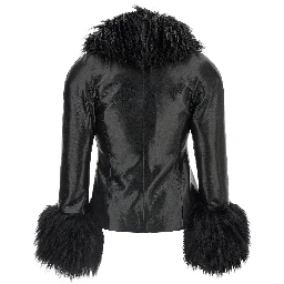 Black Polyester Leather Jacket
