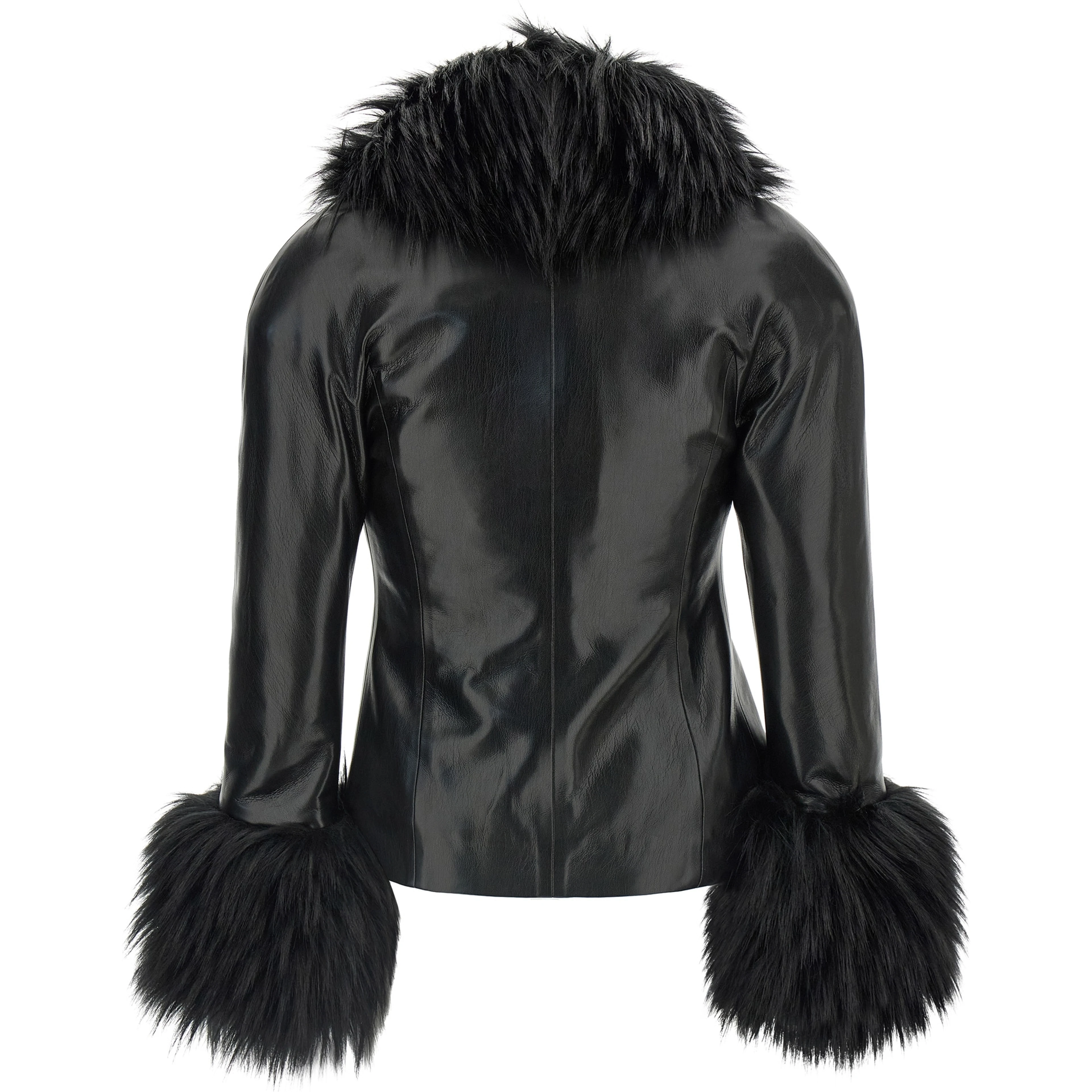 Black Polyester Leather Jacket