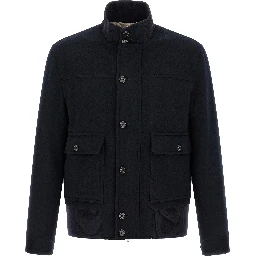 Blue Virgin Wool Full-Length Jacket