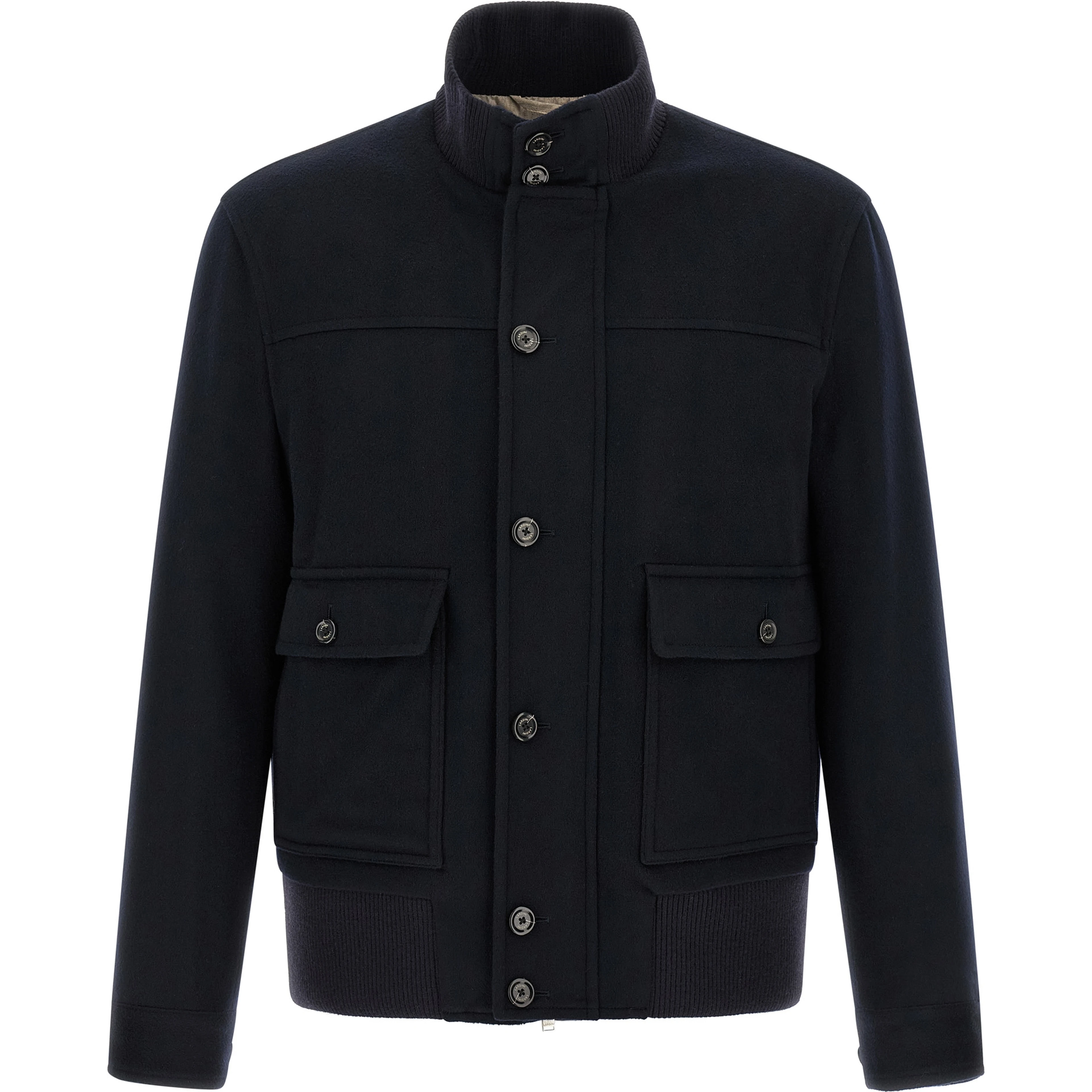 Blue Virgin Wool Full-Length Jacket