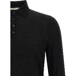 Black Virgin Wool Polo Shirt