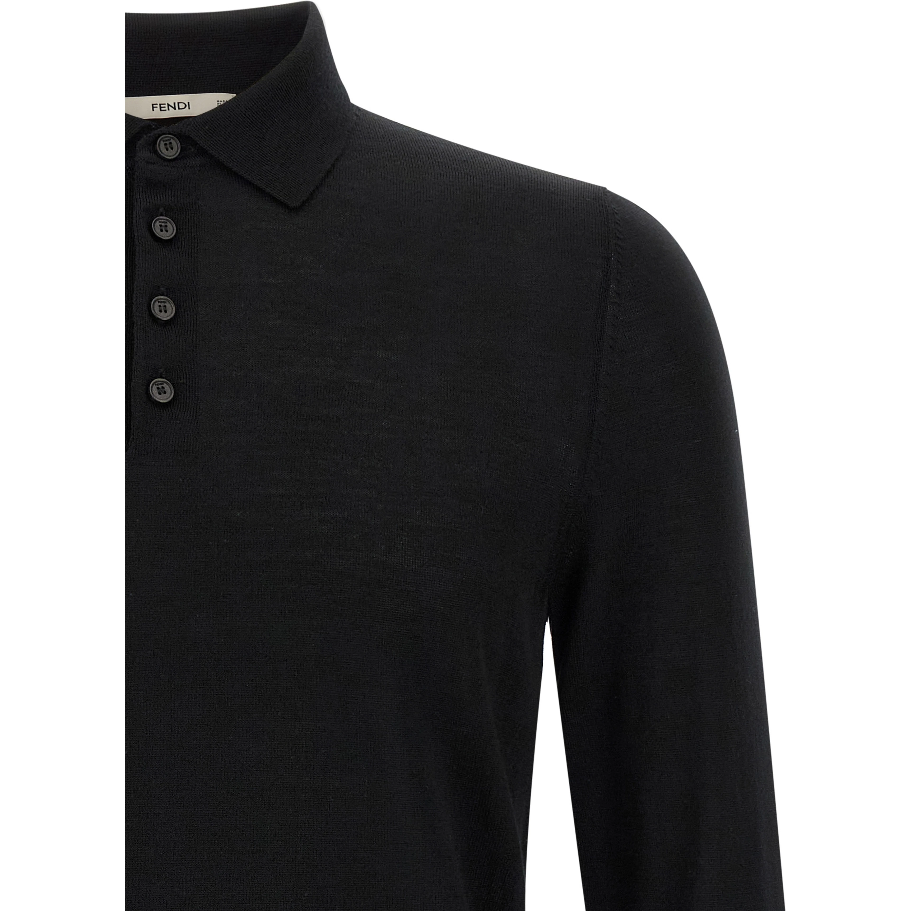 Black Virgin Wool Polo Shirt