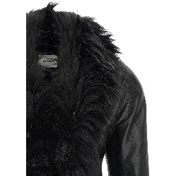 Black Polyester Leather Jacket