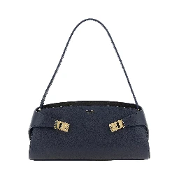 Blue Calfskin Shoulder Bag