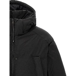 Black Recycled Polyamide Full-Length Jacket