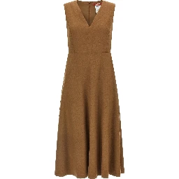 Brown Wool Midi Dress