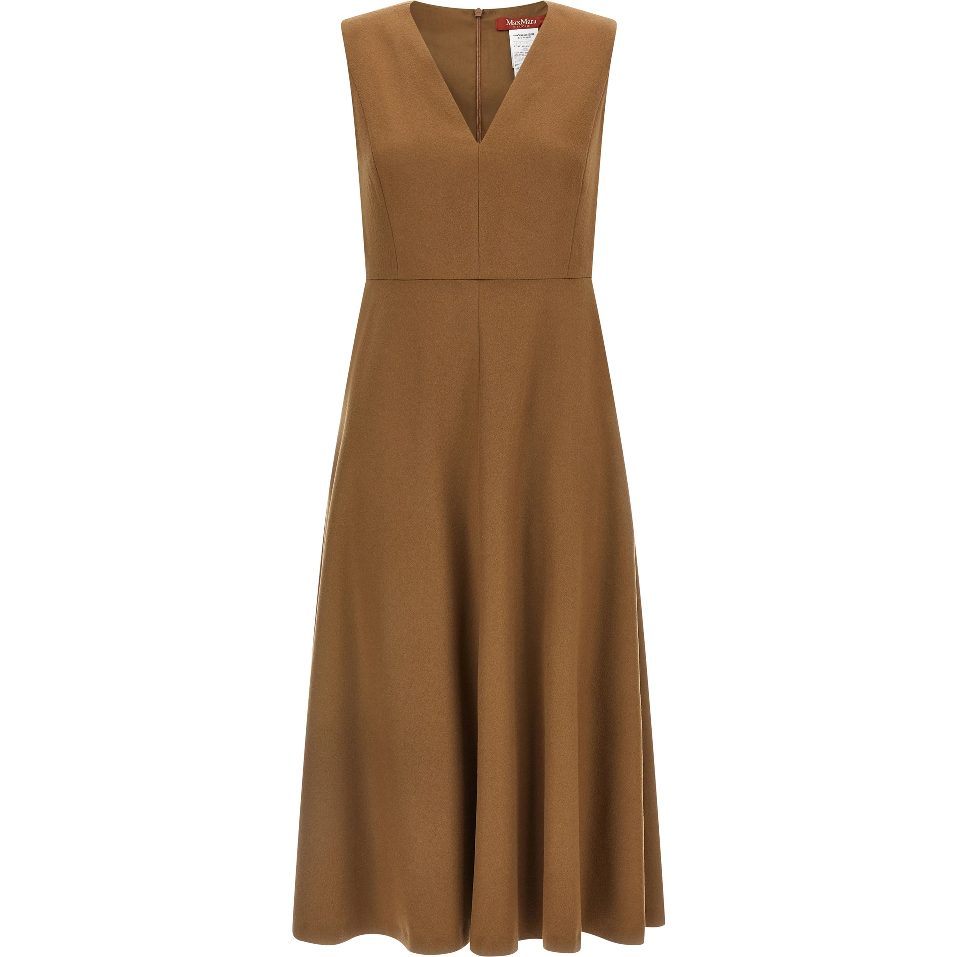 Brown Wool Midi Dress