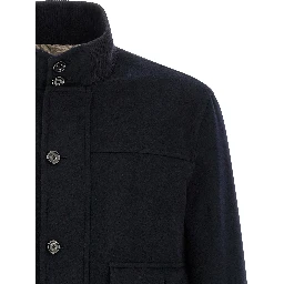 Blue Virgin Wool Full-Length Jacket