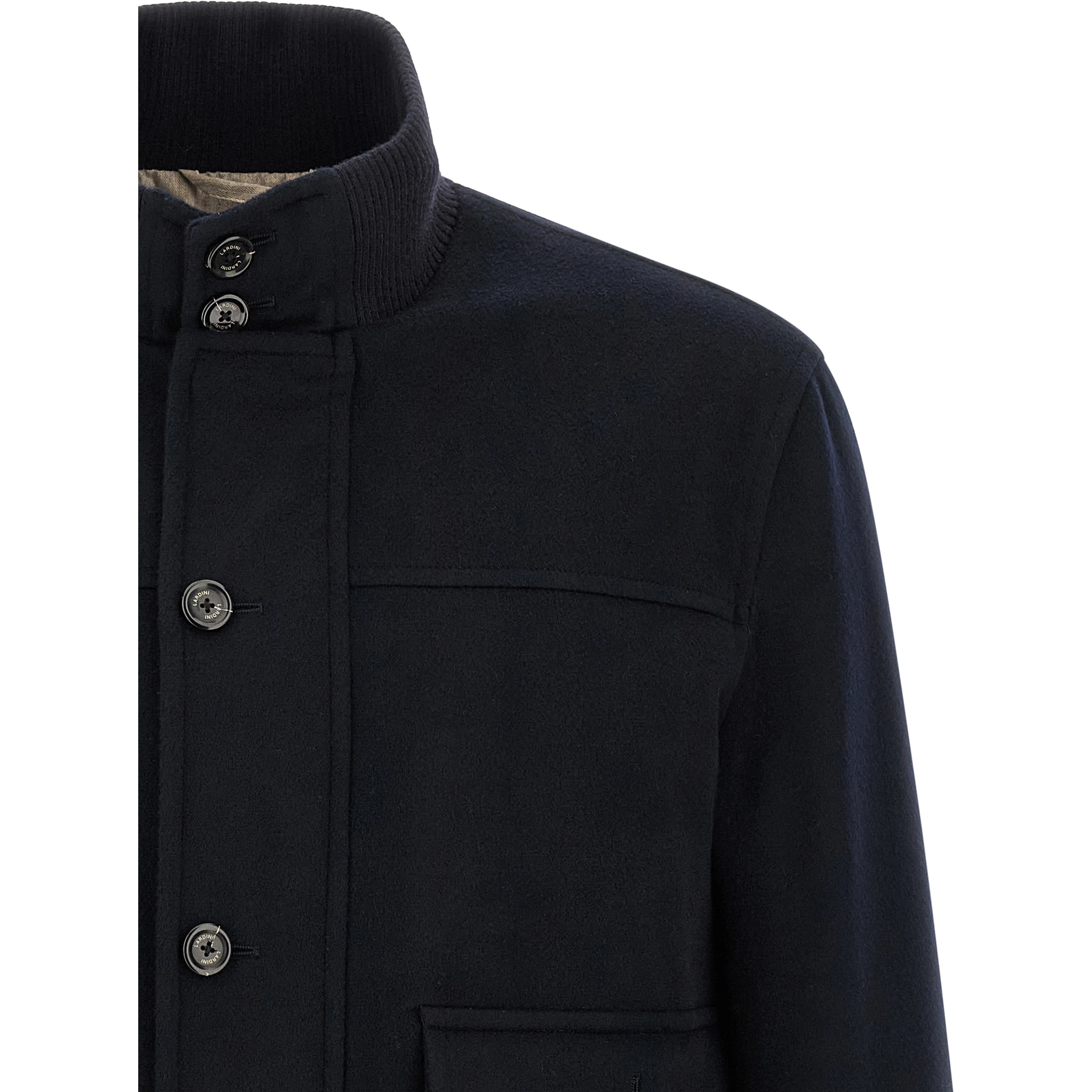 Blue Virgin Wool Full-Length Jacket