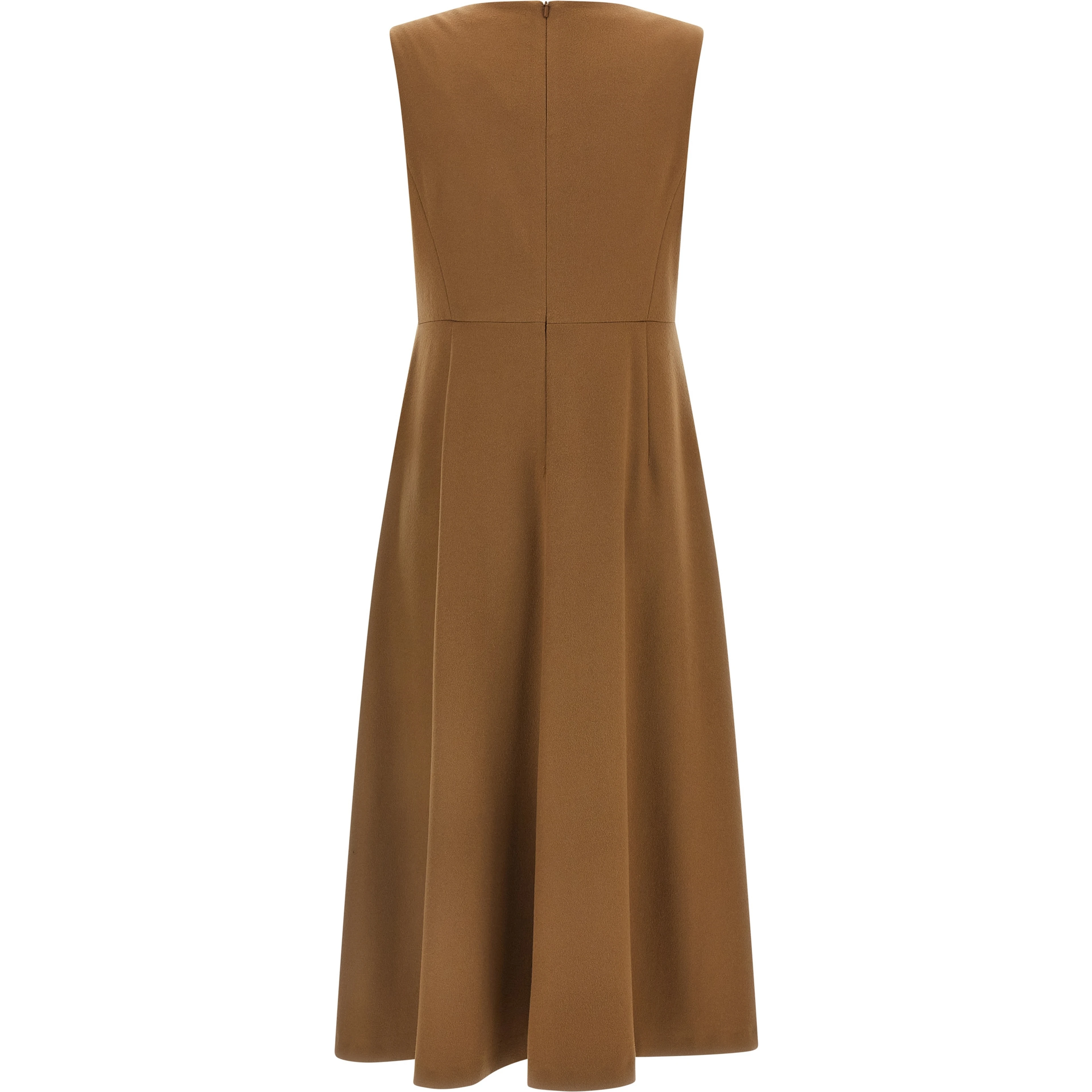Brown Wool Midi Dress