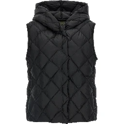 Black Polyester Sleeveless Jacket
