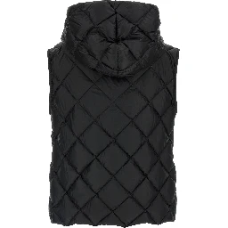 Black Polyester Sleeveless Jacket