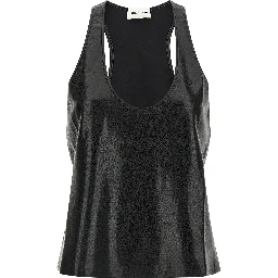 Black Polyester Sleeveles T-Shirt