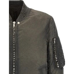 Gray Nylon Bomber