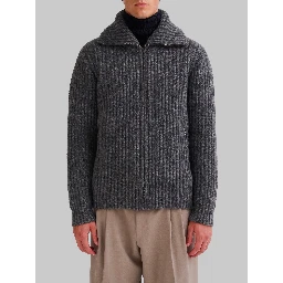 Ribbed zip jacket in anthracite