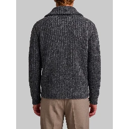 Ribbed zip jacket in anthracite