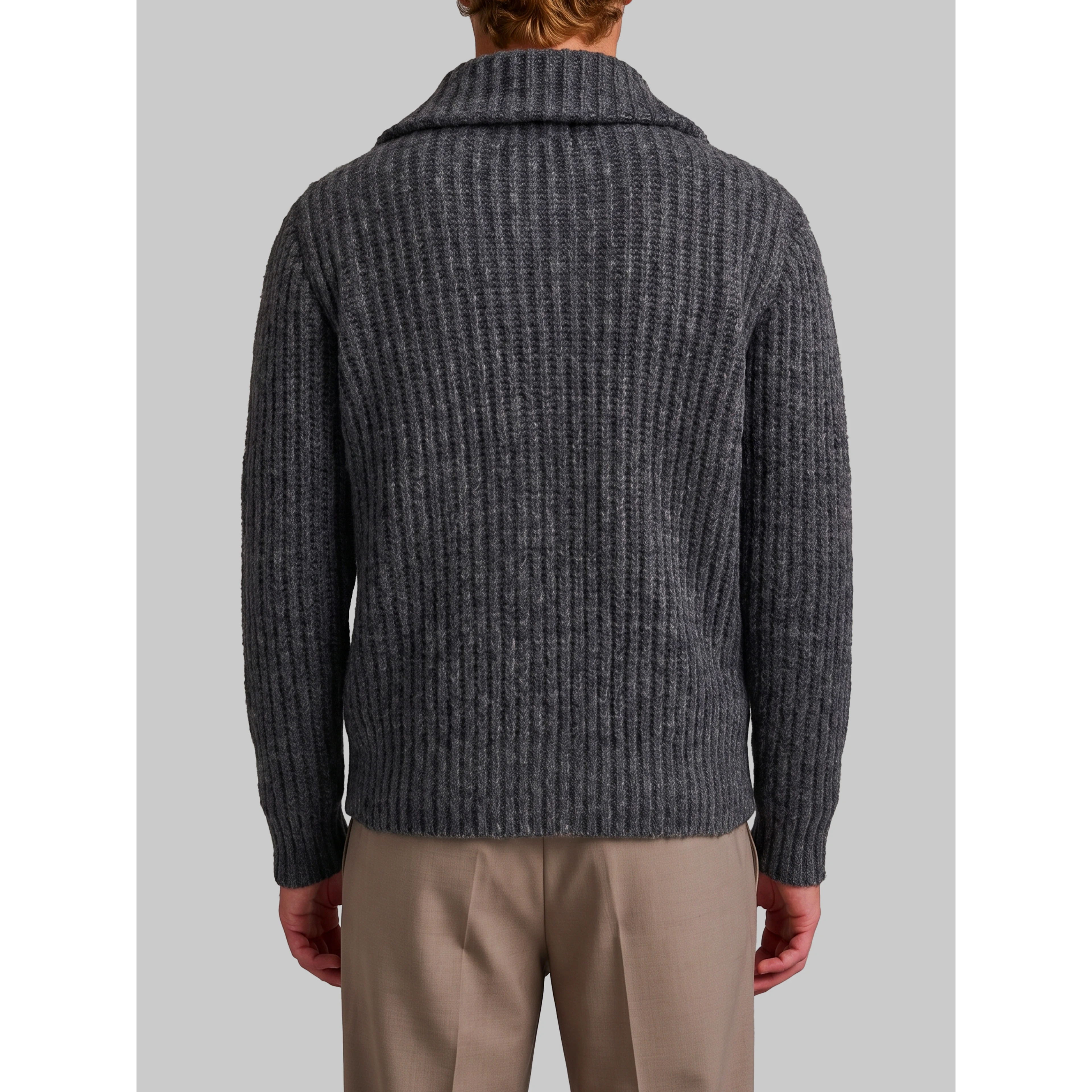 Ribbed zip jacket in anthracite