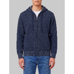Merino wool zip sweatshirt in navy