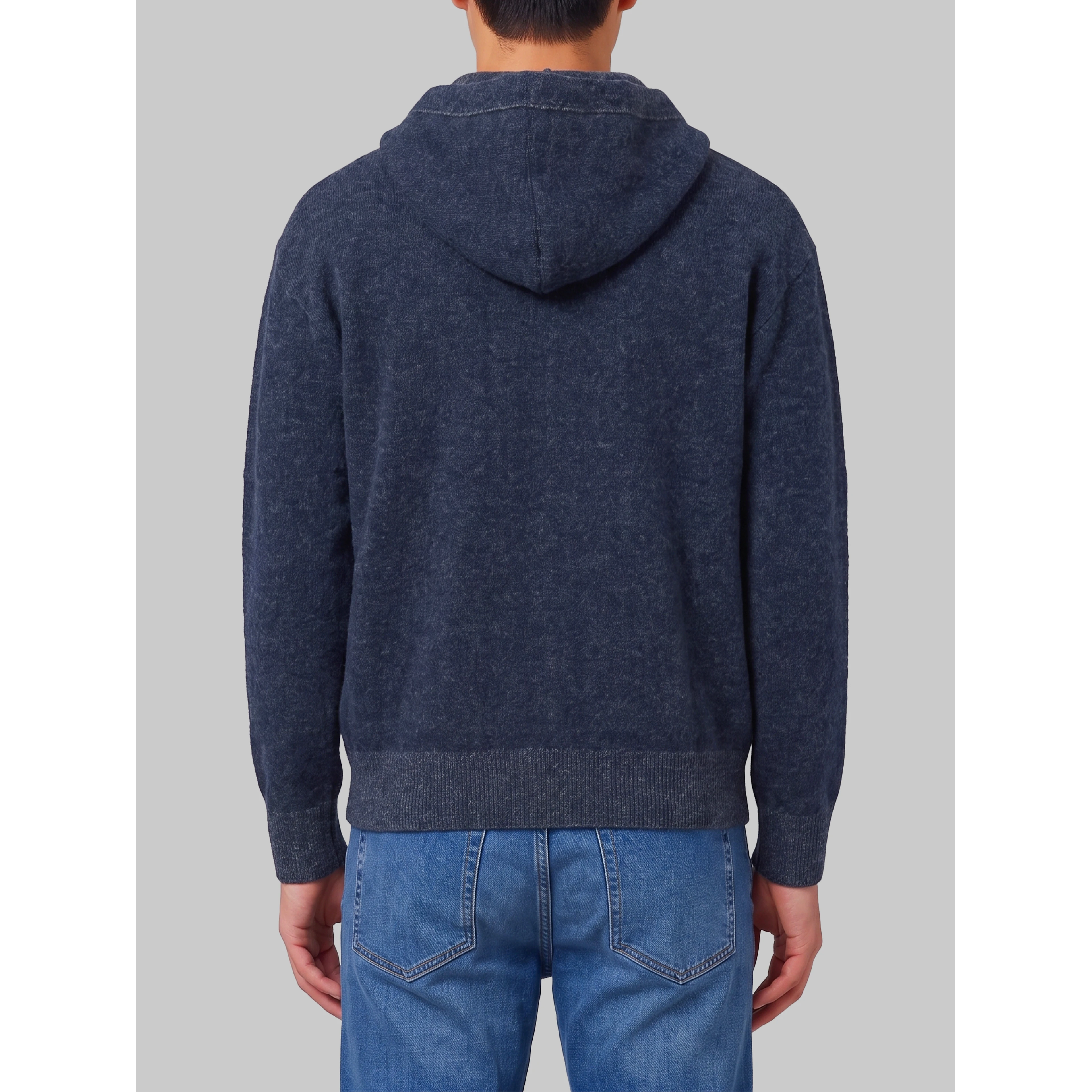 Merino wool zip sweatshirt in navy