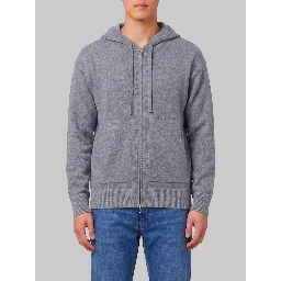 Merino wool zip sweatshirt in grey