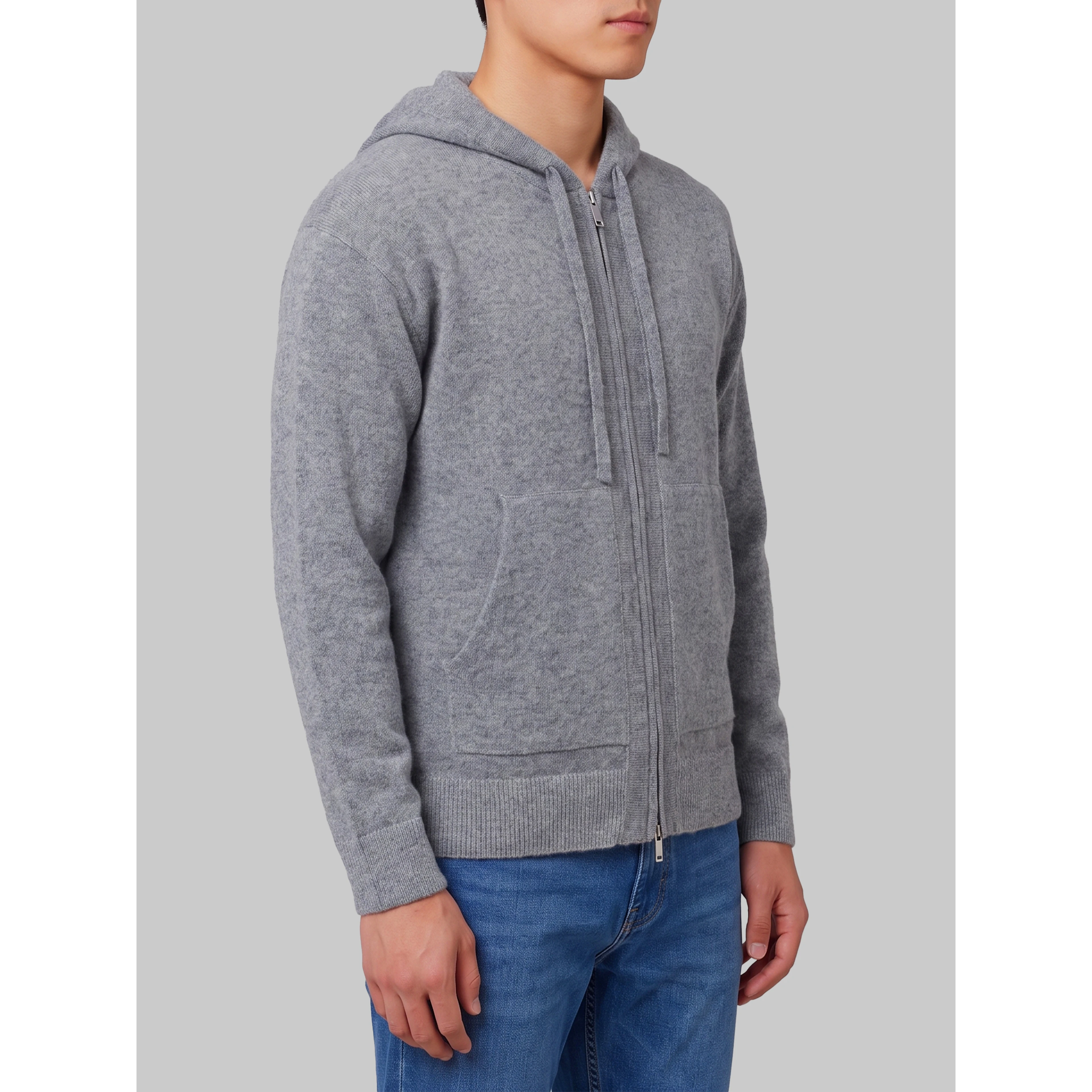 Merino wool zip sweatshirt in grey