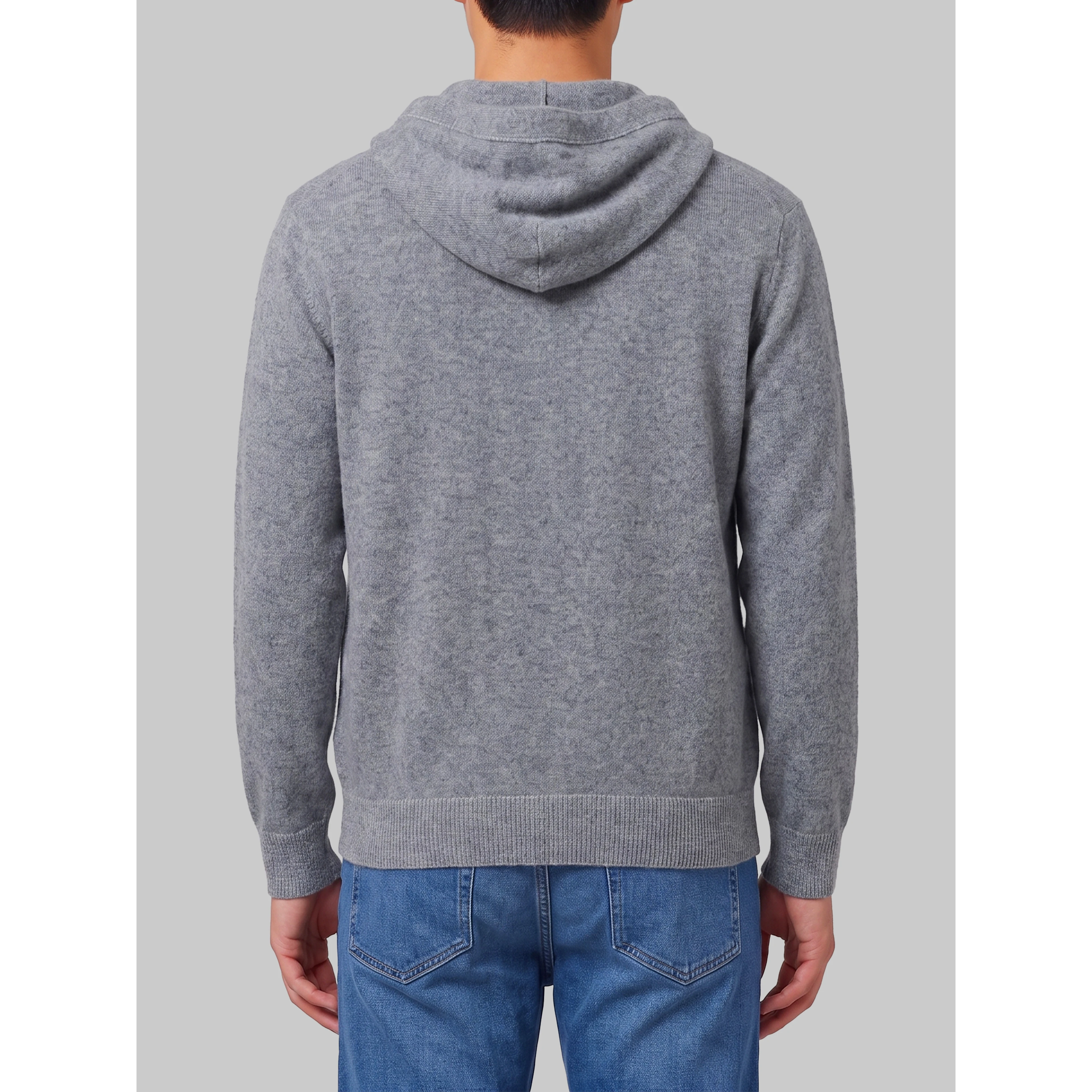 Merino wool zip sweatshirt in grey