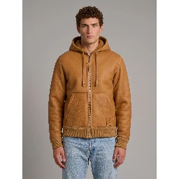 Hooded leather jacket