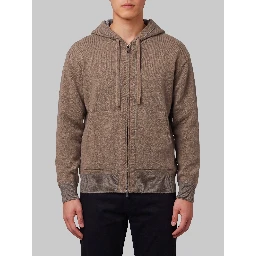 Merino wool zip sweatshirt in taupe