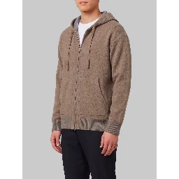 Merino wool zip sweatshirt in taupe