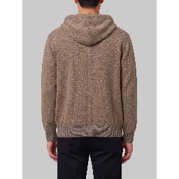 Merino wool zip sweatshirt in taupe