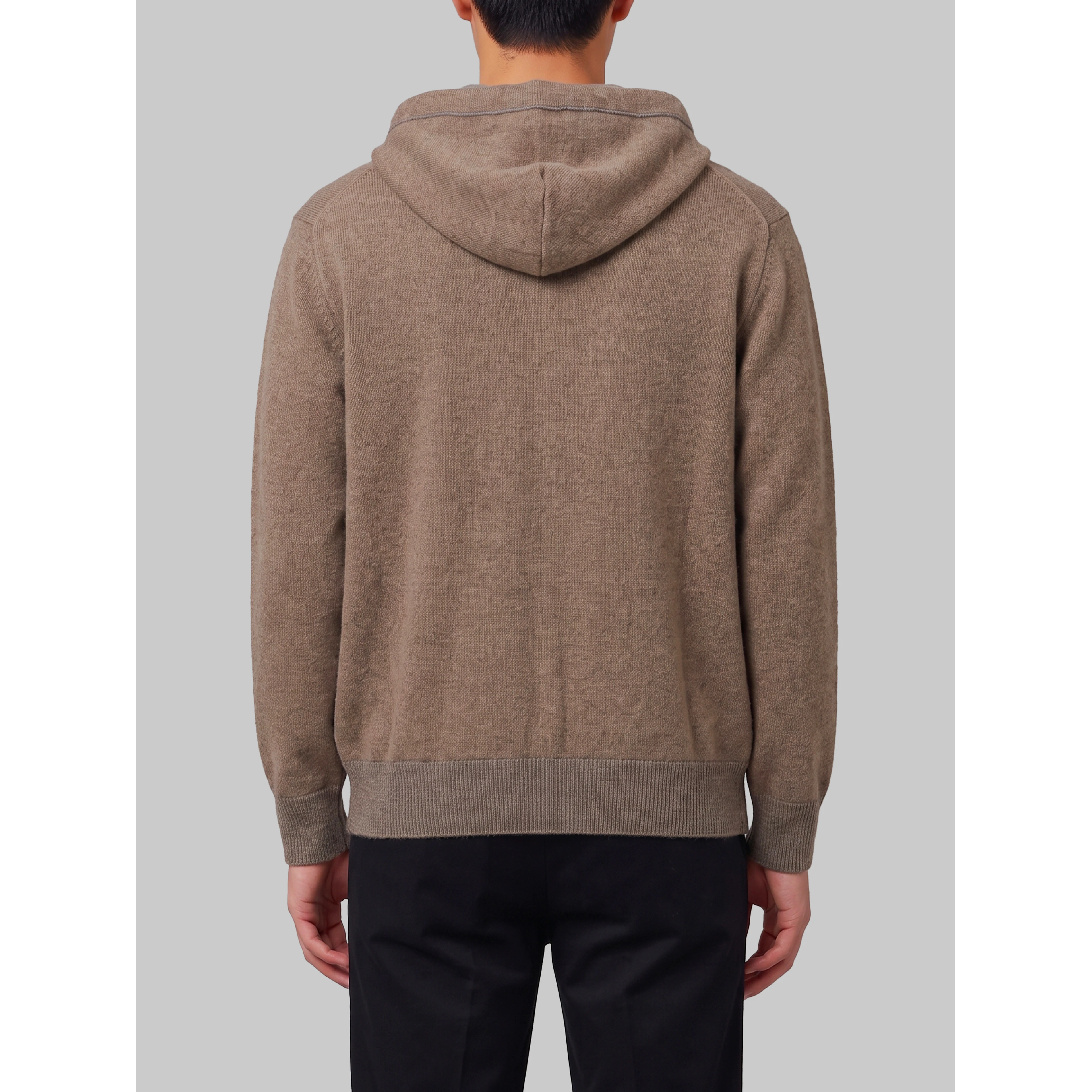 Merino wool zip sweatshirt in taupe