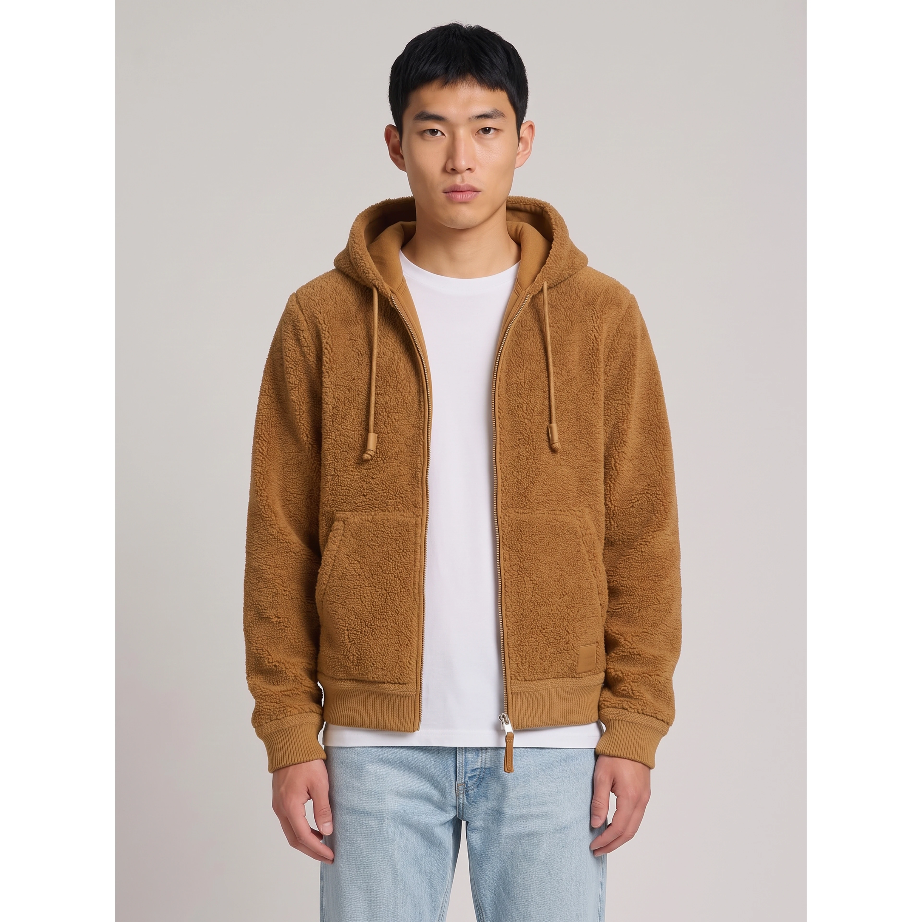 Hooded leather jacket