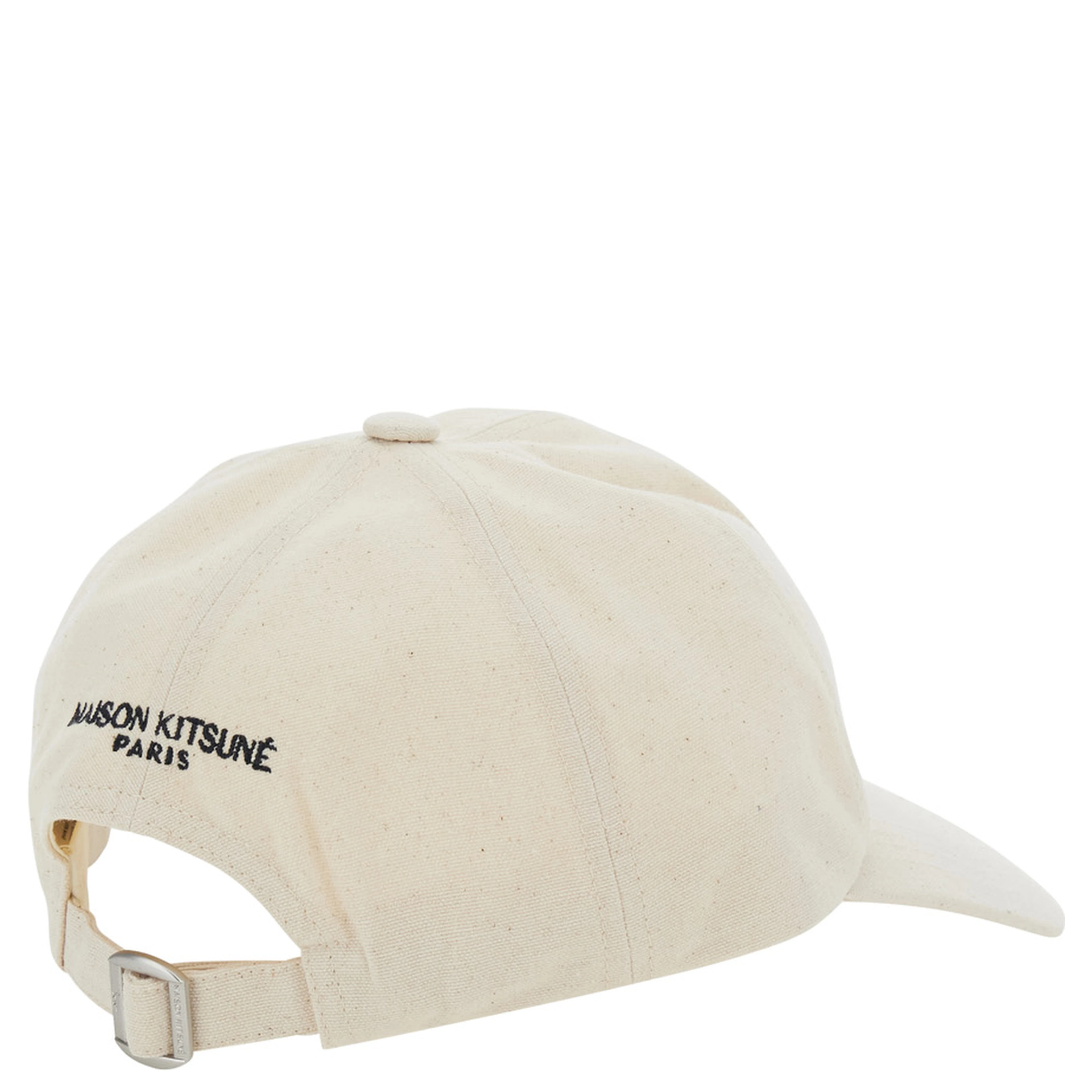 White Baseball Cap with Fox Head Patch on the Front and Logo Lettering on the Back in Cotton for Men