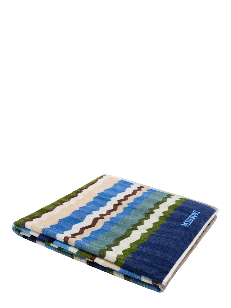 MISSONI HOME multicolour unisex beach towel with embroidered fabric