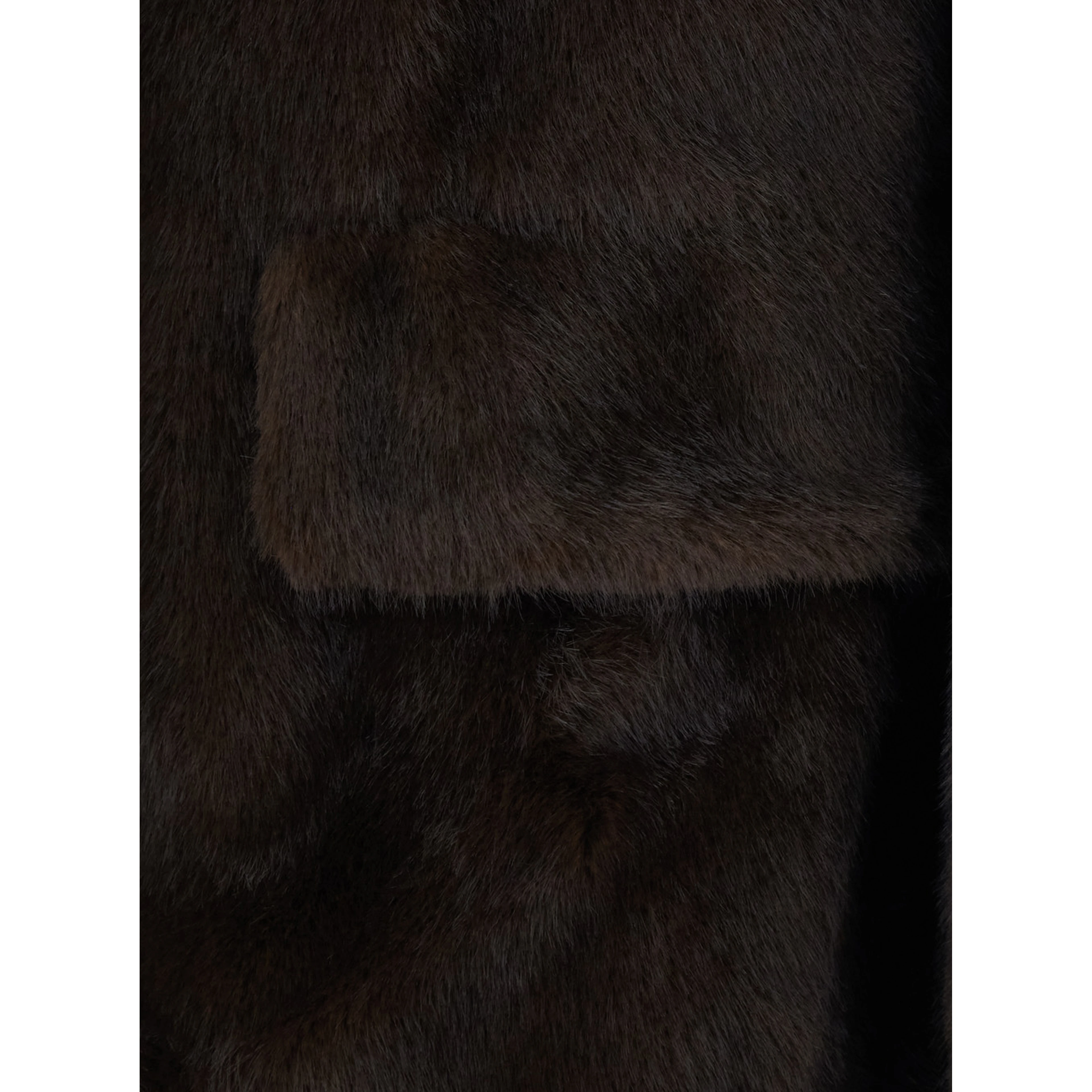 Shearling with shirt collar and pockets, in leather, brown, woman