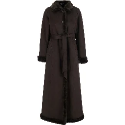 Coat FX SHEA MX-UNLINED with shirt collar and side pockets in brown for women