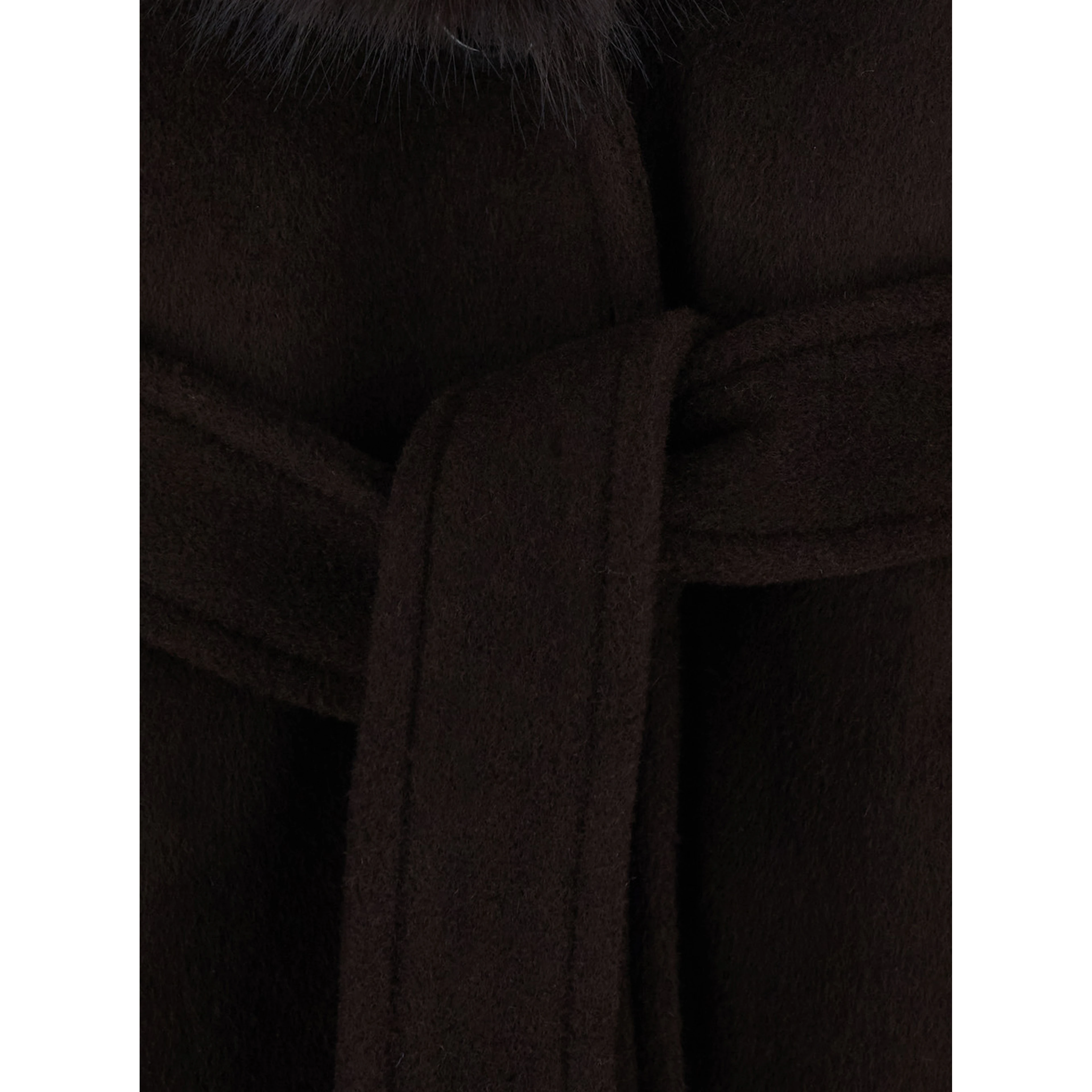 Belted robe coat with notched collar and pockets brown women