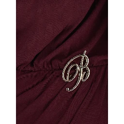 Dress with collar and long sleeves in viscose and elastane bordeaux for women