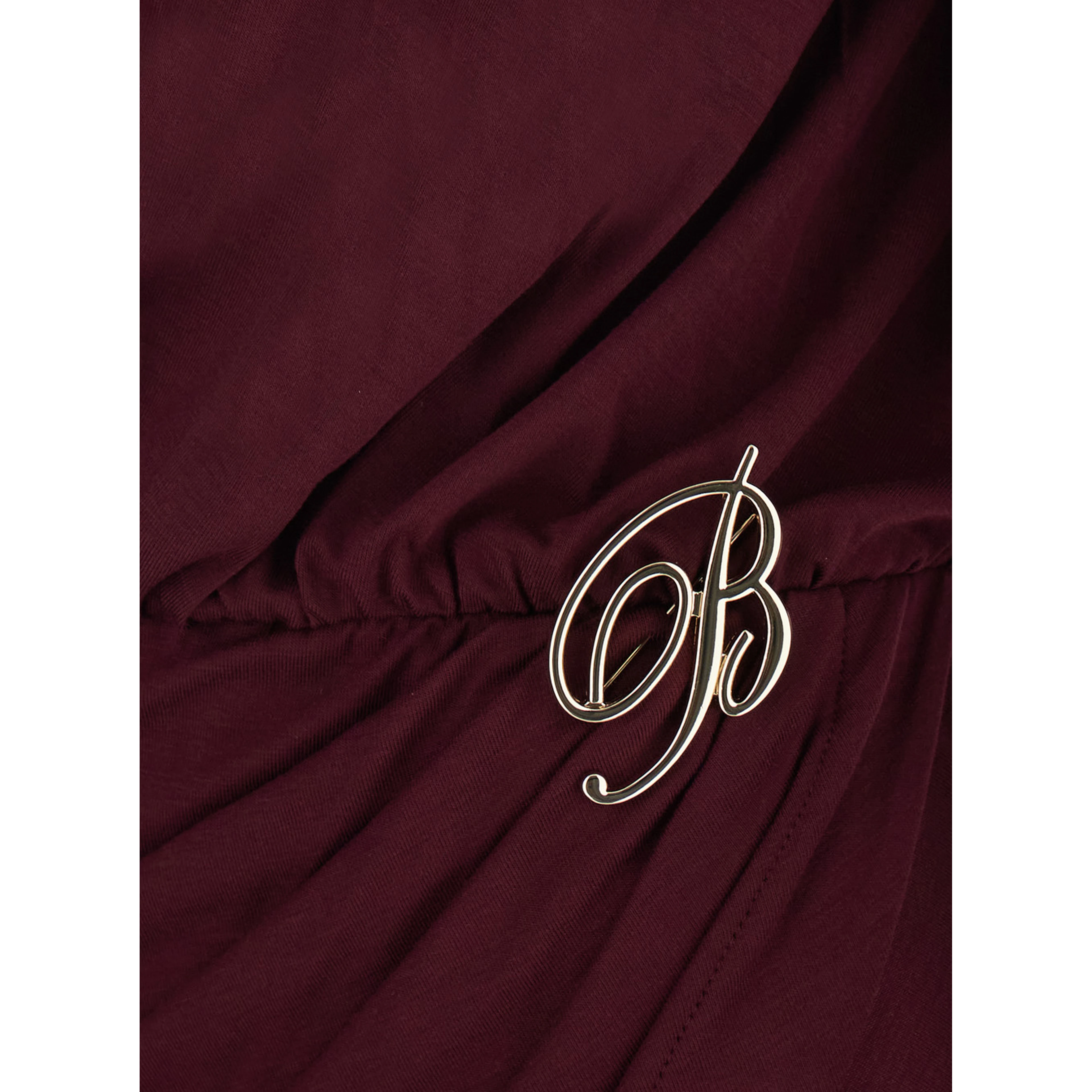 Dress with collar and long sleeves in viscose and elastane bordeaux for women