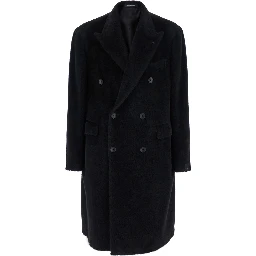 Black Tech Fabric Coat with Notched Revers for Women