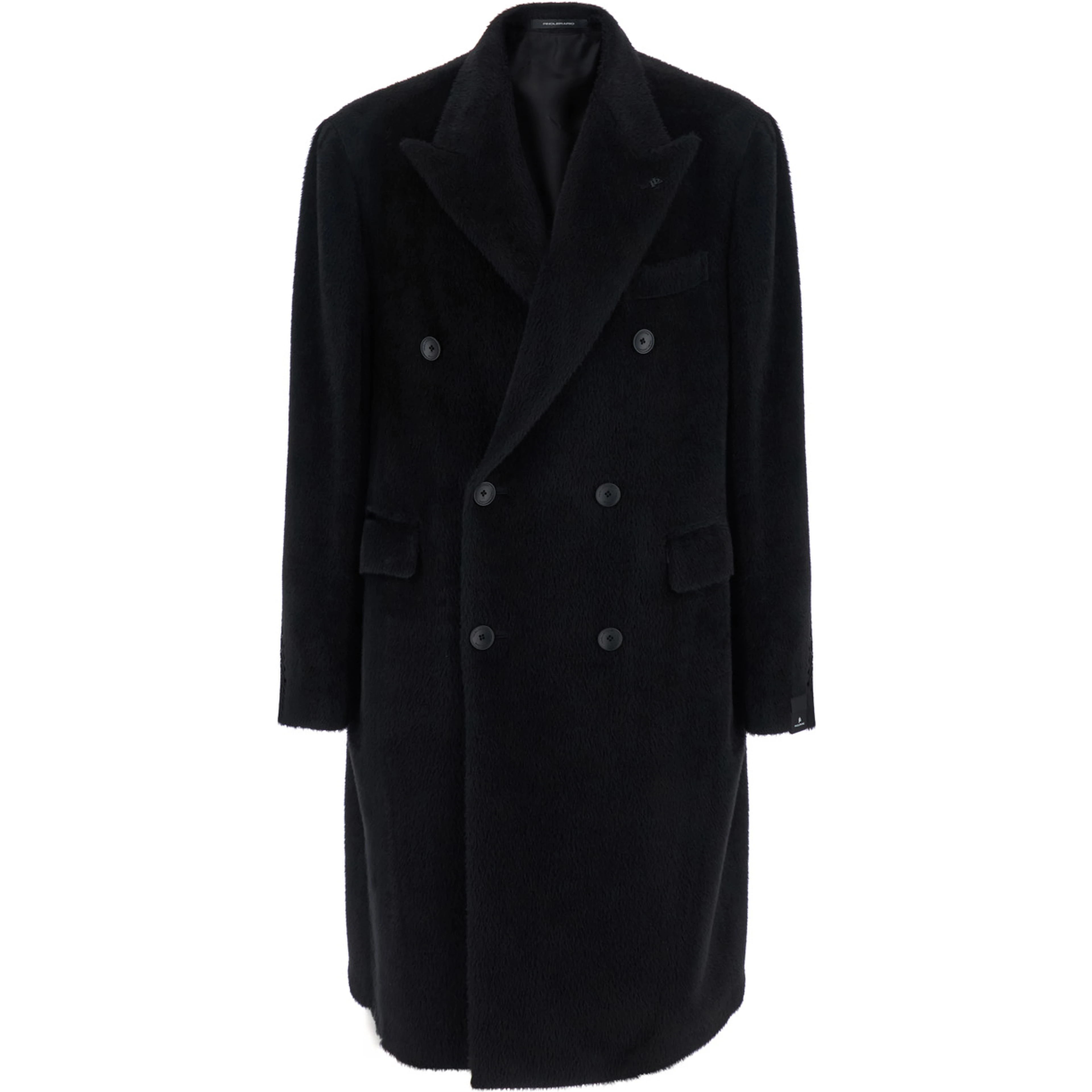 Black Tech Fabric Coat with Notched Revers for Women