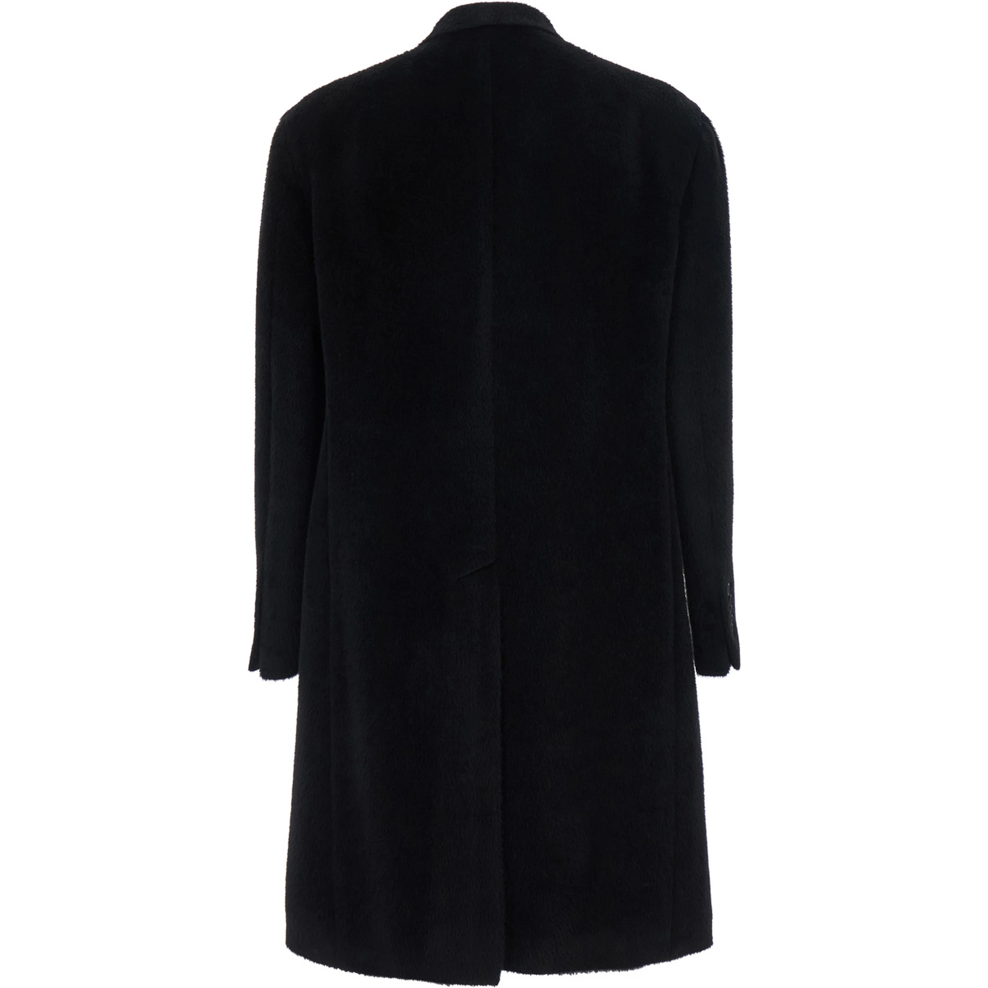 Black Tech Fabric Coat with Notched Revers for Women