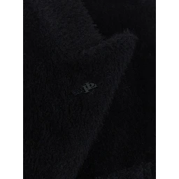 Black Tech Fabric Coat with Notched Revers for Women