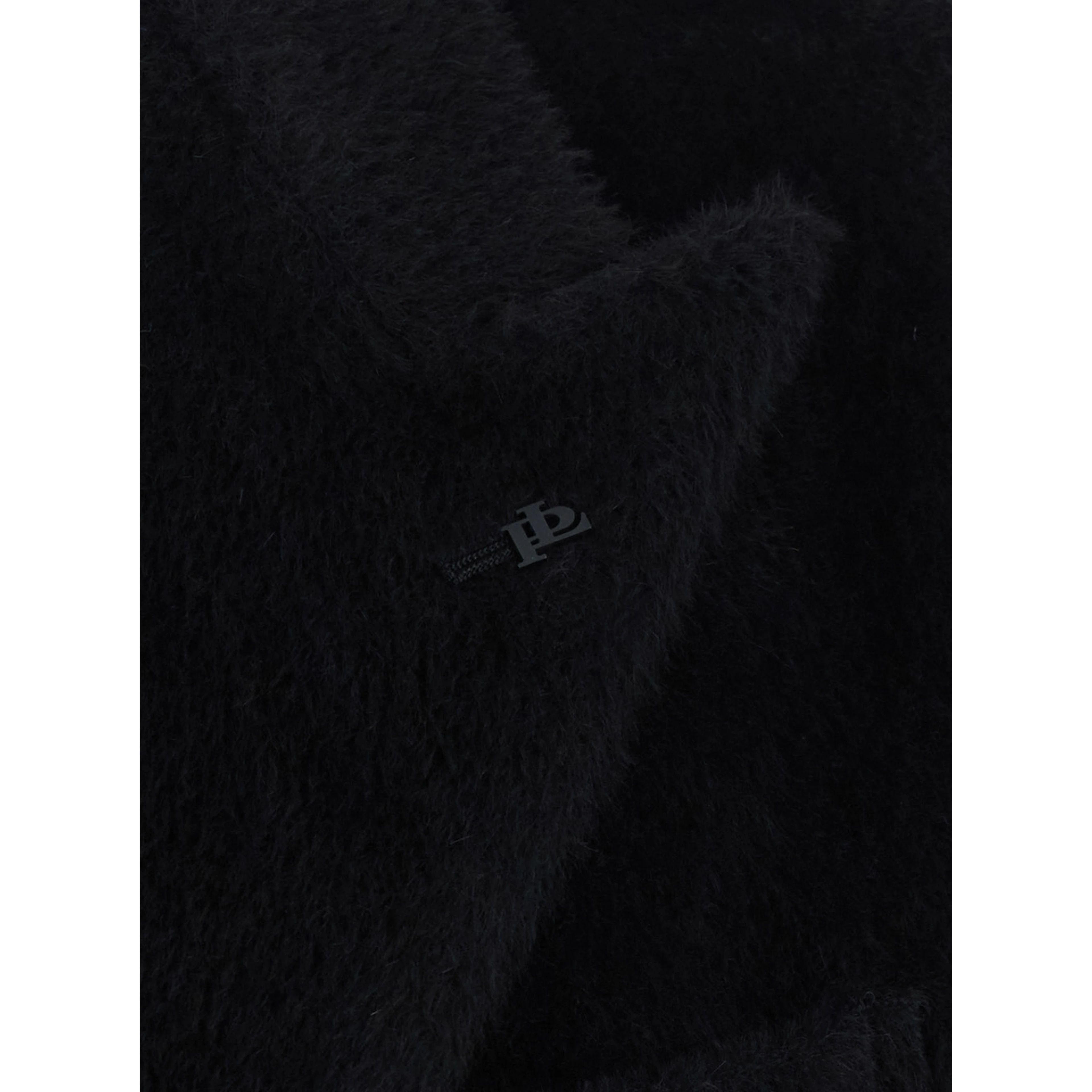 Black Tech Fabric Coat with Notched Revers for Women