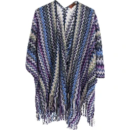 Unisex Blue Wool and Polyester Cape