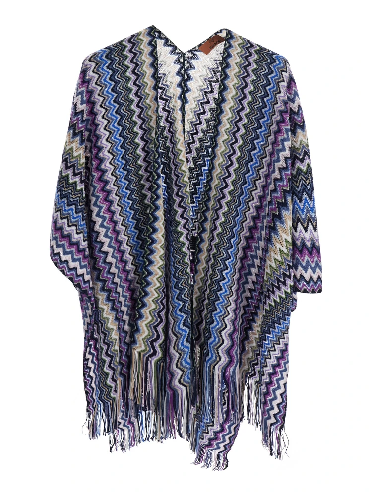 Unisex Blue Wool and Polyester Cape