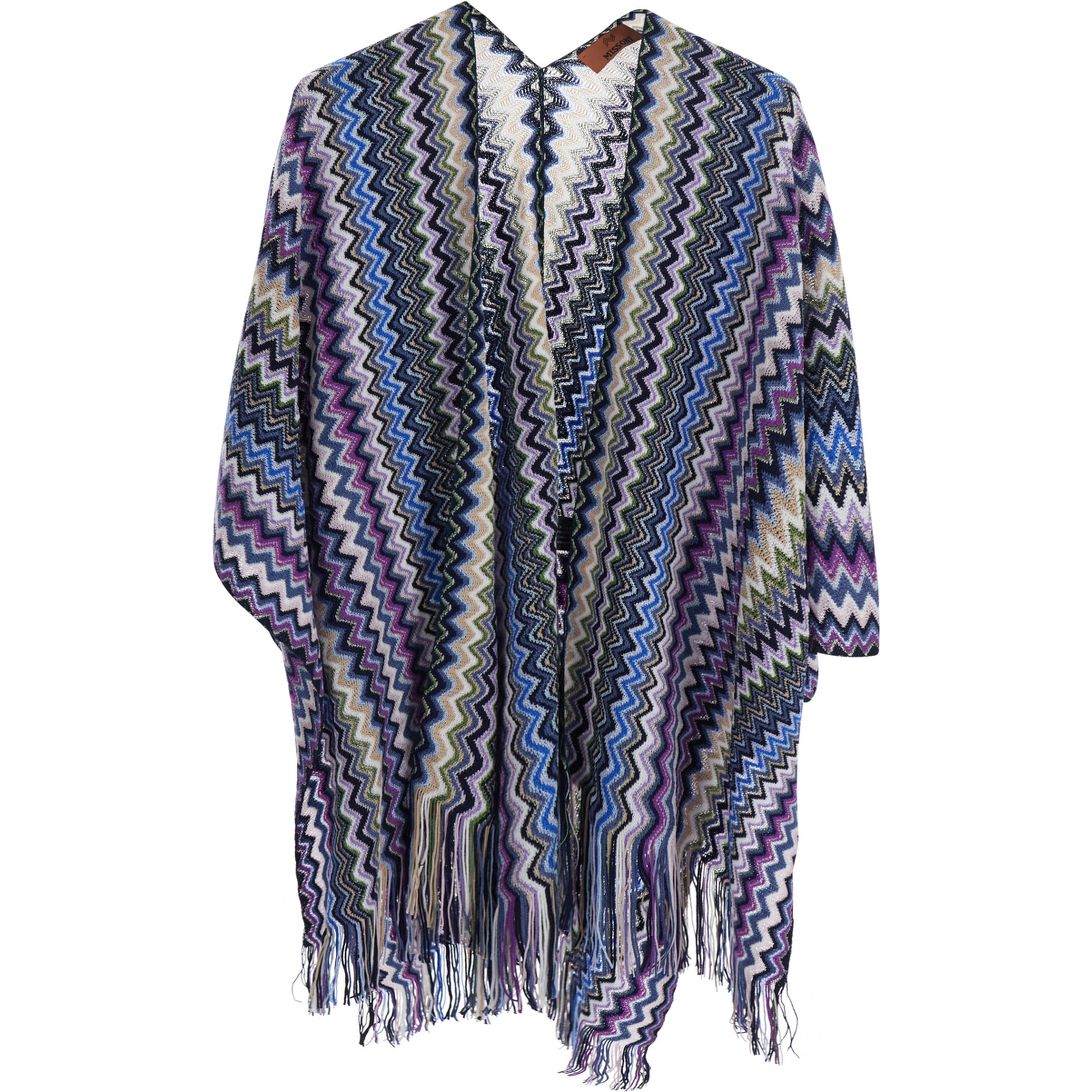 Unisex Blue Wool and Polyester Cape